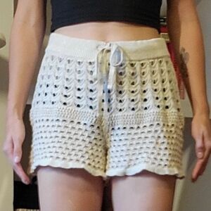 Aerie Cream Crochet Shorts